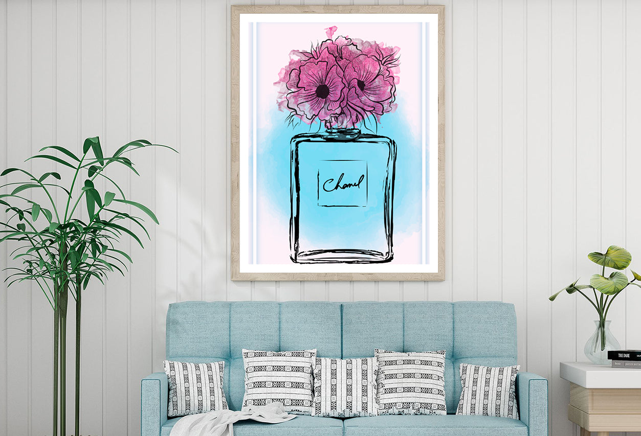 Purple Flowers on Perfume Bottle Home Decor Premium Quality Poster Print Choose Your Sizes