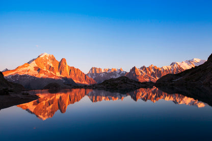 Mountain Landscape at Sunset with Reflection in Lake Home Decor Premium Quality Poster Print Choose Your Sizes