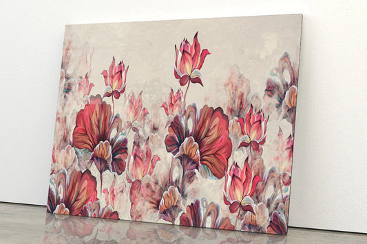 Art Painted Leaves and Water Lilies Acrylic Glass Print Tempered Glass Wall Art 100% Made in Australia Ready to Hang - Bella Home Decor