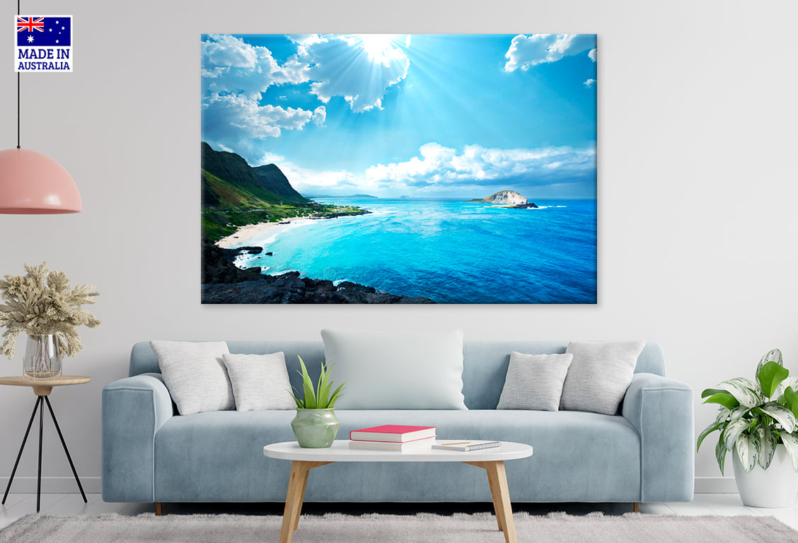 Sunrising Hawaii Island Shining Sky Wall Art Decor 100% Australian Made
