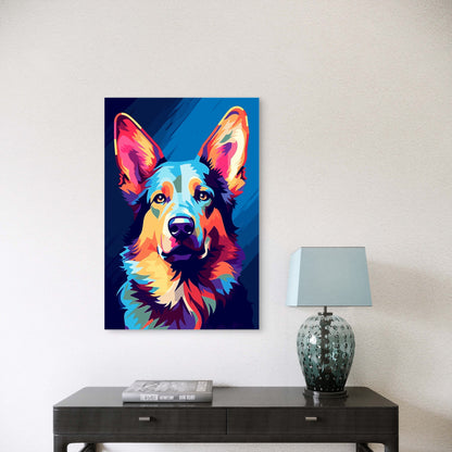 German Shepherd Rainbow Dog Pet Portrait 60x90cm Metal Print Ready to Hang