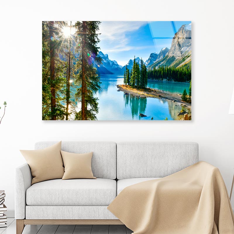 Mountain With Forest & River  Acrylic Glass Print Tempered Glass Wall Art 100% Made in Australia Ready to Hang - Bella Home Decor