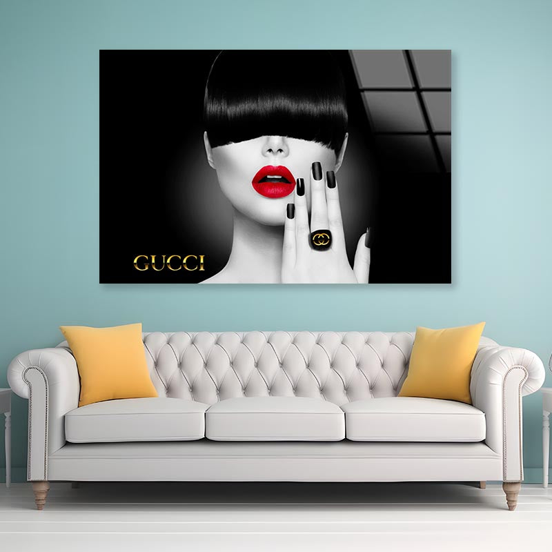 Black And White Fashion Lady Acrylic Glass Print Tempered Glass Wall Art 100% Made in Australia Ready to Hang