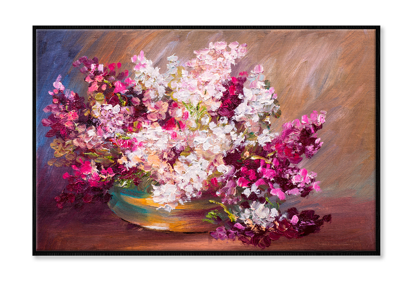 Bouquet Of Lilac & Colorful Still Life Oil Painting Wall Art Limited Edition High Quality Print Canvas Box Framed Black