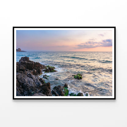 Rocky Beach with a Large Body of Water & Sky Home Decor Premium Quality Poster Print Choose Your Sizes