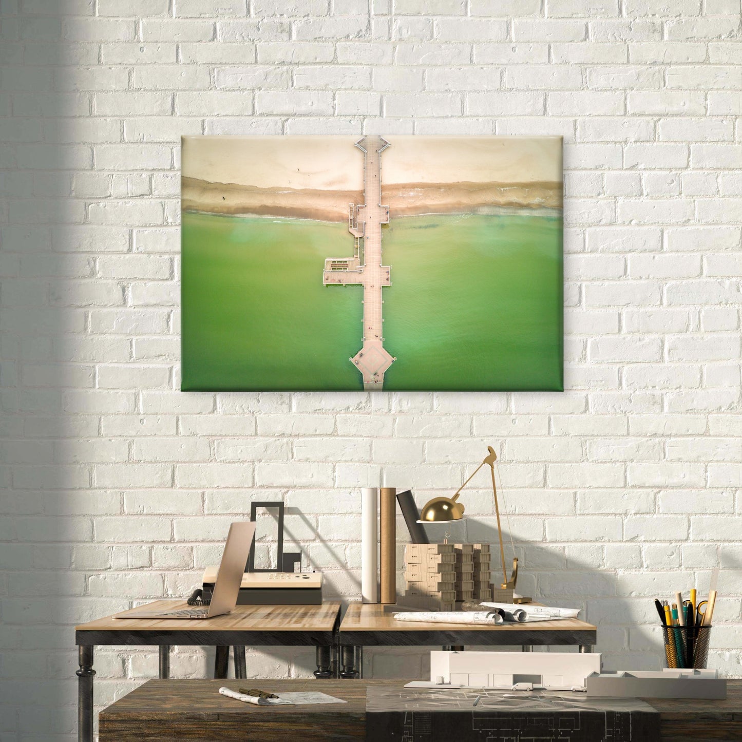Aerial View of the Brzeźno Pier Poland Wall Art Decor 100% Australian Made - Bella Home Decor