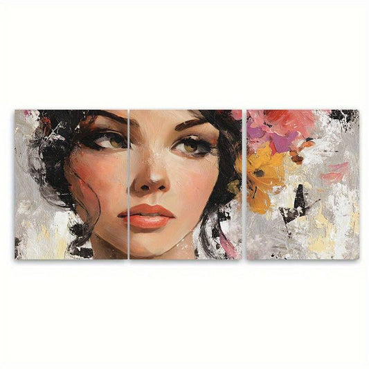 3pcs Woman Painting Feminine Abstract Wall Art Set Canvas Framed 60x90cm - High Quality Print 100% Australian Made Wall Canvas Ready to Hang