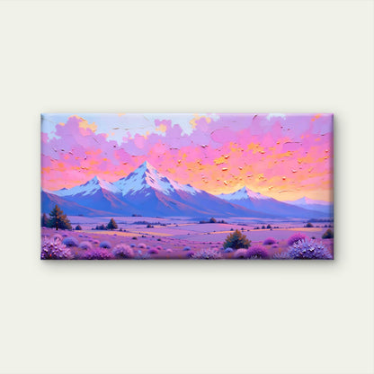 Purple Mountain Field View Wall Art Canvas Office Home Room Framed 120x60 cm - Bella Home Decor
