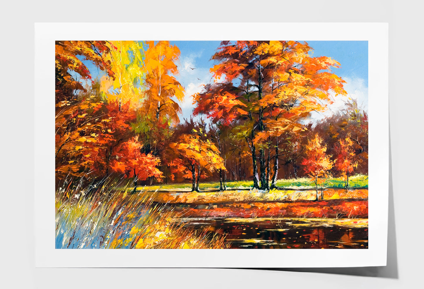 Autumn On The Bank Of The River Oil Painting Wall Art Limited Edition High Quality Print Unframed Roll Canvas None