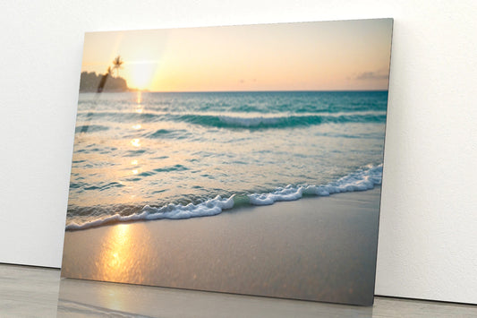 Blurred Tropical Beach View Acrylic Glass Print Tempered Glass Wall Art 100% Made in Australia Ready to Hang - Bella Home Decor