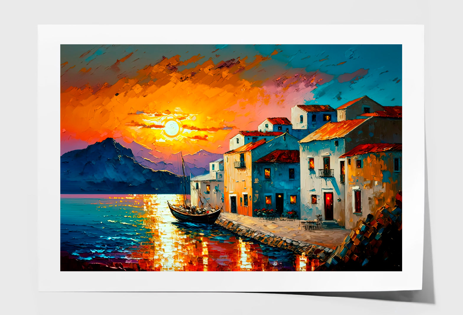 Ocean View In Evening Time Oil Painting Wall Art Limited Edition High Quality Print Unframed Roll Canvas None