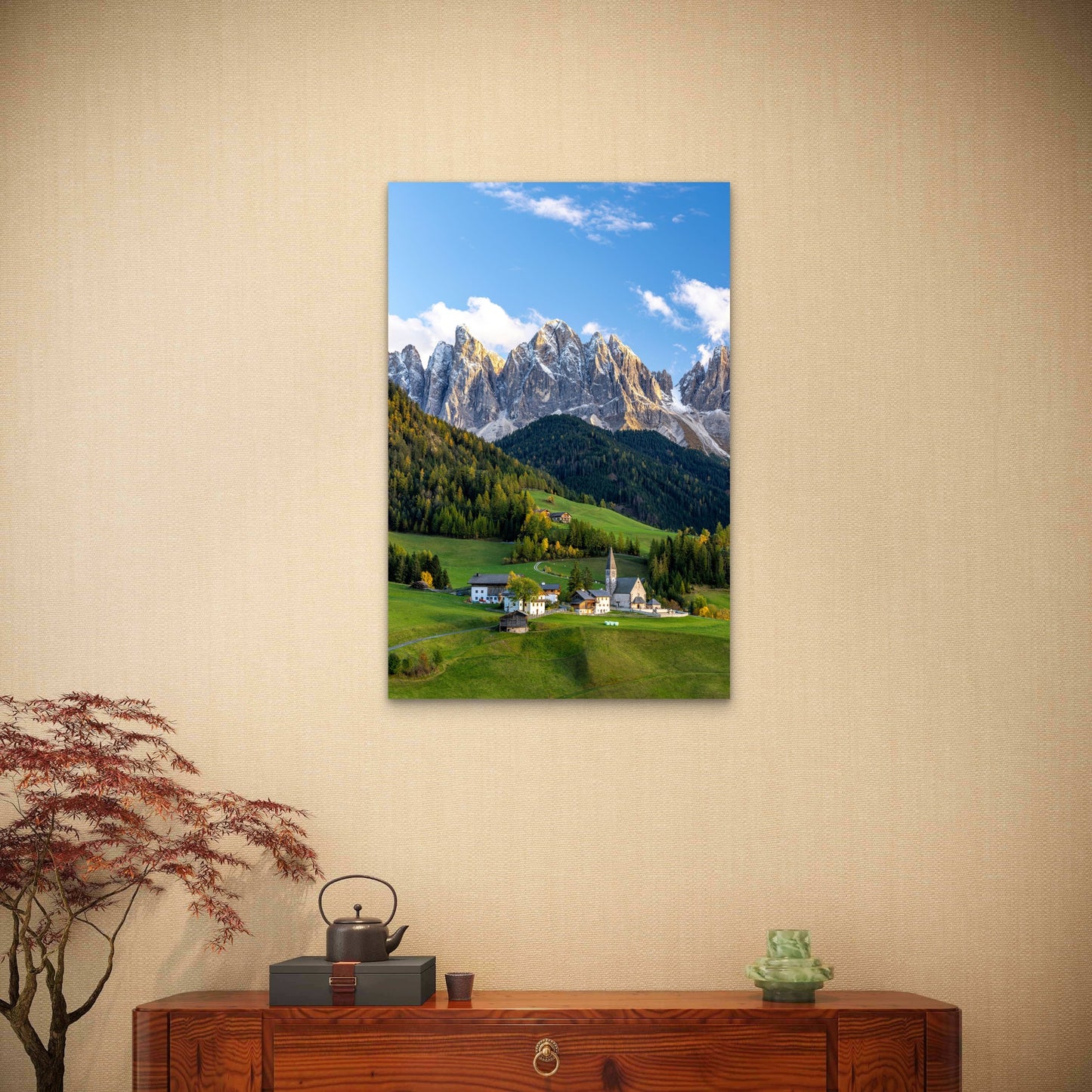 Dolomites Alps Italy Village 40x60cm Metal Print Ready to Hang