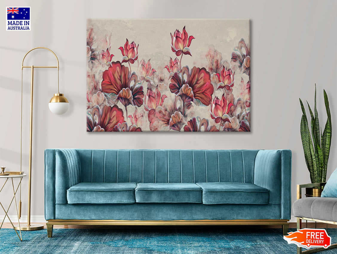 Art Painted Leaves and Water Lilies Print 100% Australian Made - Bella Home Decor