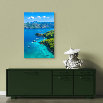 Tropical Cennet Beach Selimiye Village of Turkey 40x60cm Metal Print Ready to Hang - Bella Home Decor