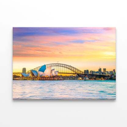 Sydney Downtown Skyline Twilight View Wall Art Decor 100% Australian Made - Bella Home Decor