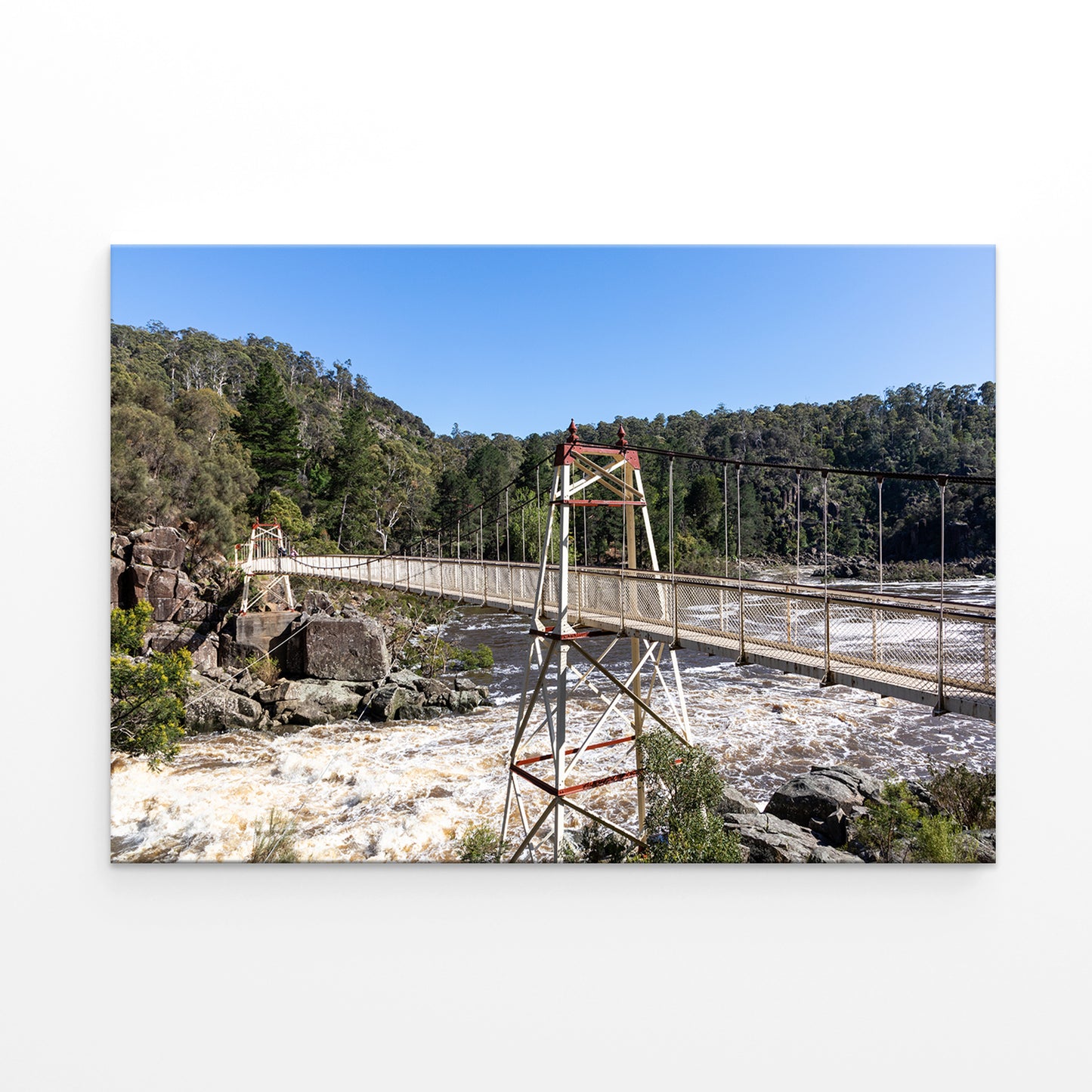 Alexandra Suspension Bridge Over Rushing River, Launceston, Australia Wall Art Decor 100% Australian Made