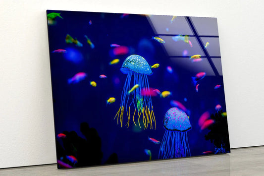 Jelly Fish in Sea UV Direct Aluminum Print Australian Made Quality
