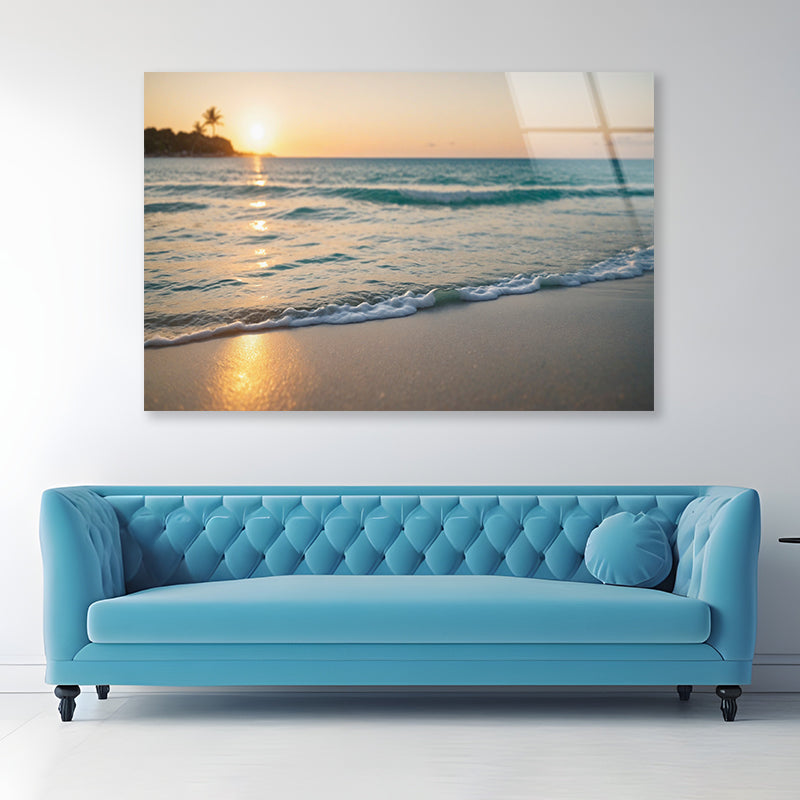 Blurred Tropical Beach View Acrylic Glass Print Tempered Glass Wall Art 100% Made in Australia Ready to Hang - Bella Home Decor