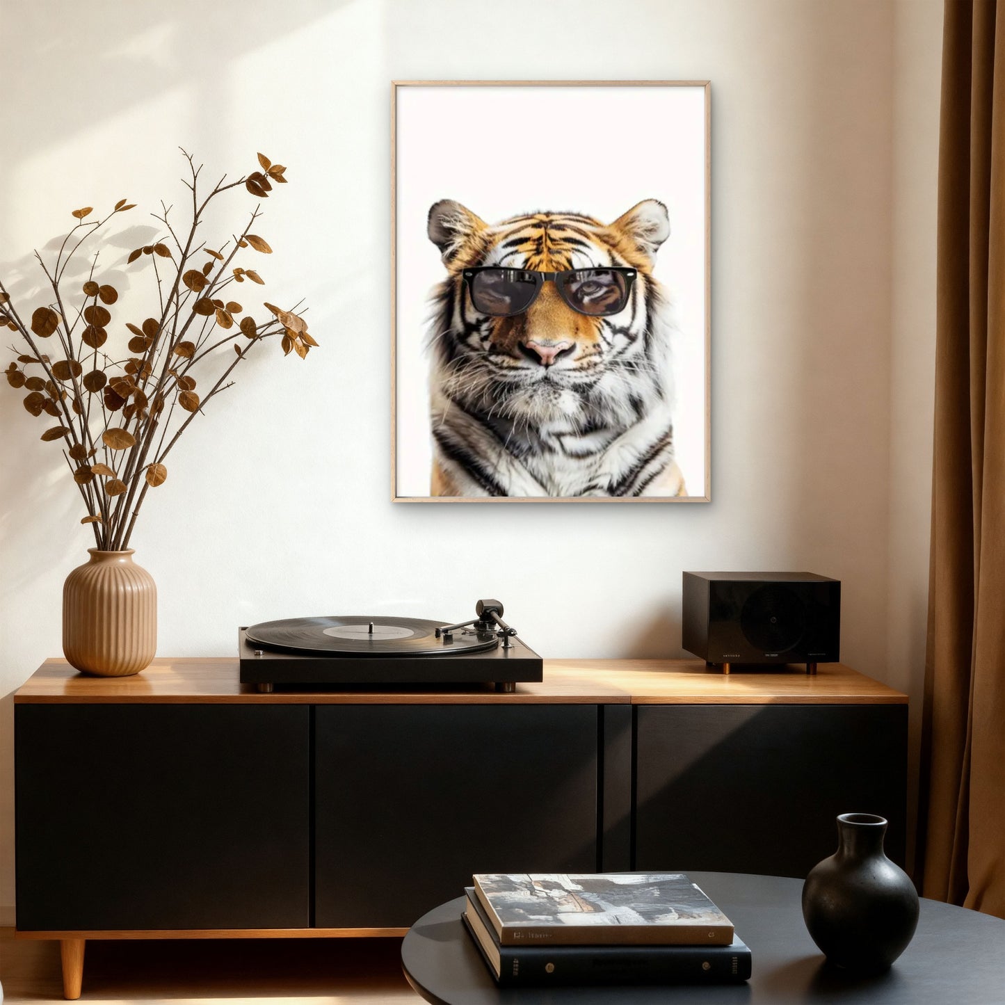 Minimalist Modern Tiger with Trendy Glasses Fashion Home Decor Premium Quality Poster Print Choose Your Sizes