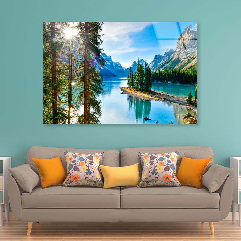 Mountain With Forest & River  Acrylic Glass Print Tempered Glass Wall Art 100% Made in Australia Ready to Hang - Bella Home Decor