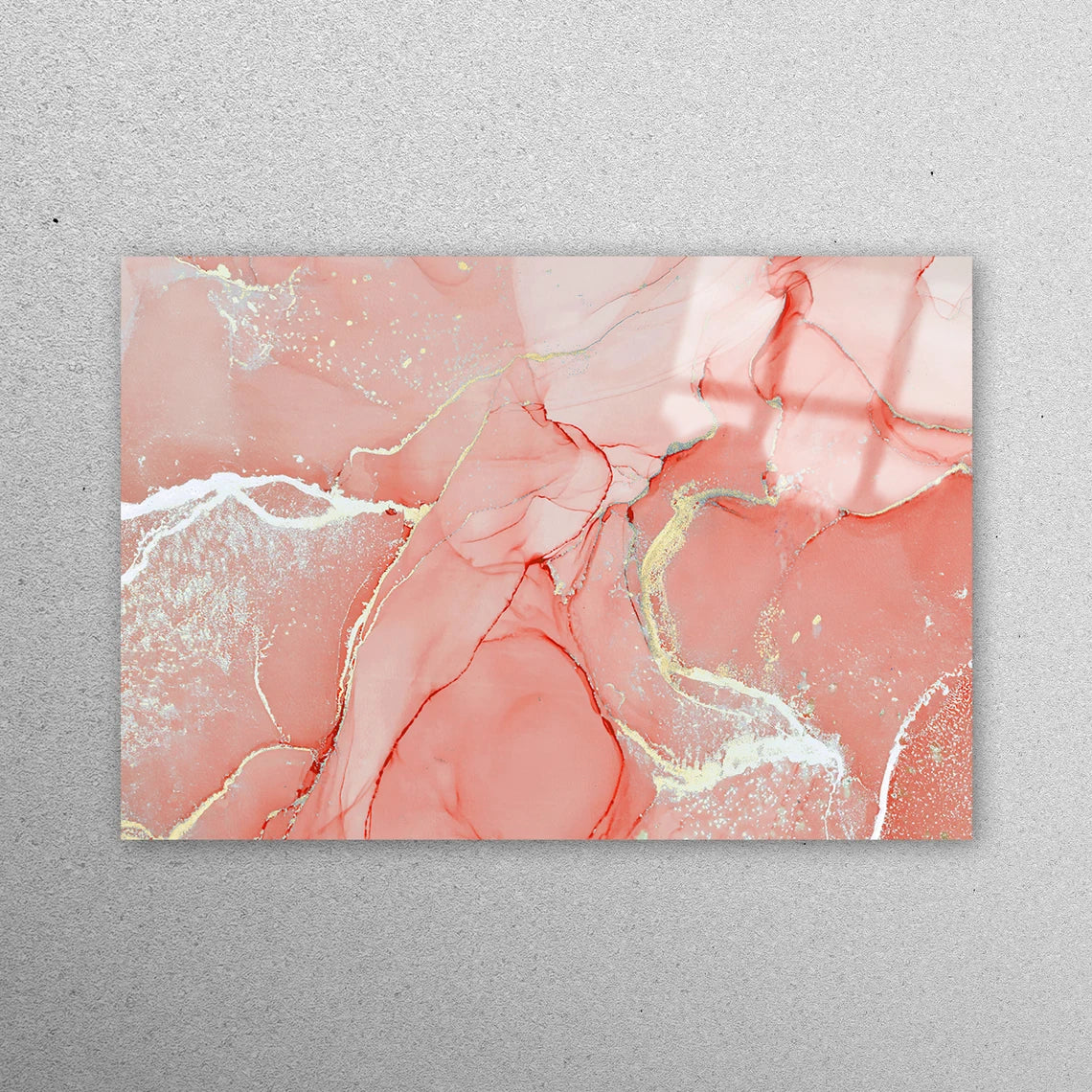 Coral And Gold Marble Acrylic Glass Print Tempered Glass Wall Art 100% Made in Australia Ready to Hang