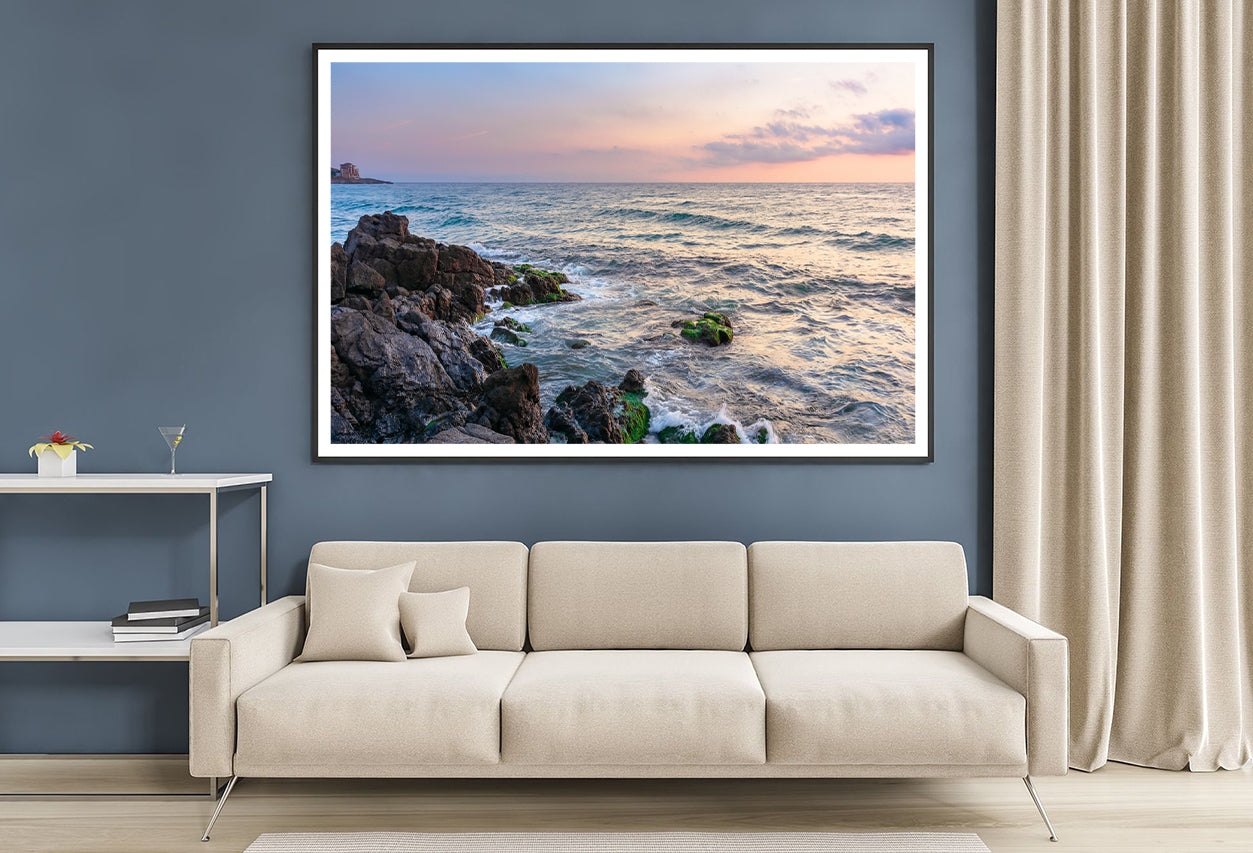 Rocky Beach with a Large Body of Water & Sky Home Decor Premium Quality Poster Print Choose Your Sizes