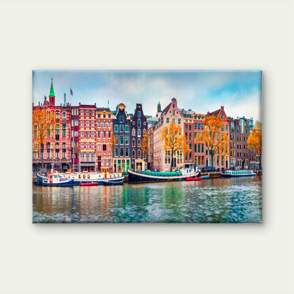 Amsterdam Canal Houses Boats Holland Wall Art Decor 100% Australian Made