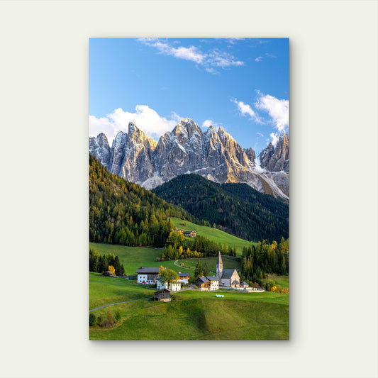 Dolomites Alps Italy Village 60x90cm Metal Print Ready to Hang