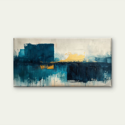 Teal Gold Abstract Texture Minimalist Design Wall Art Canvas Office Home Framed 120x60cm