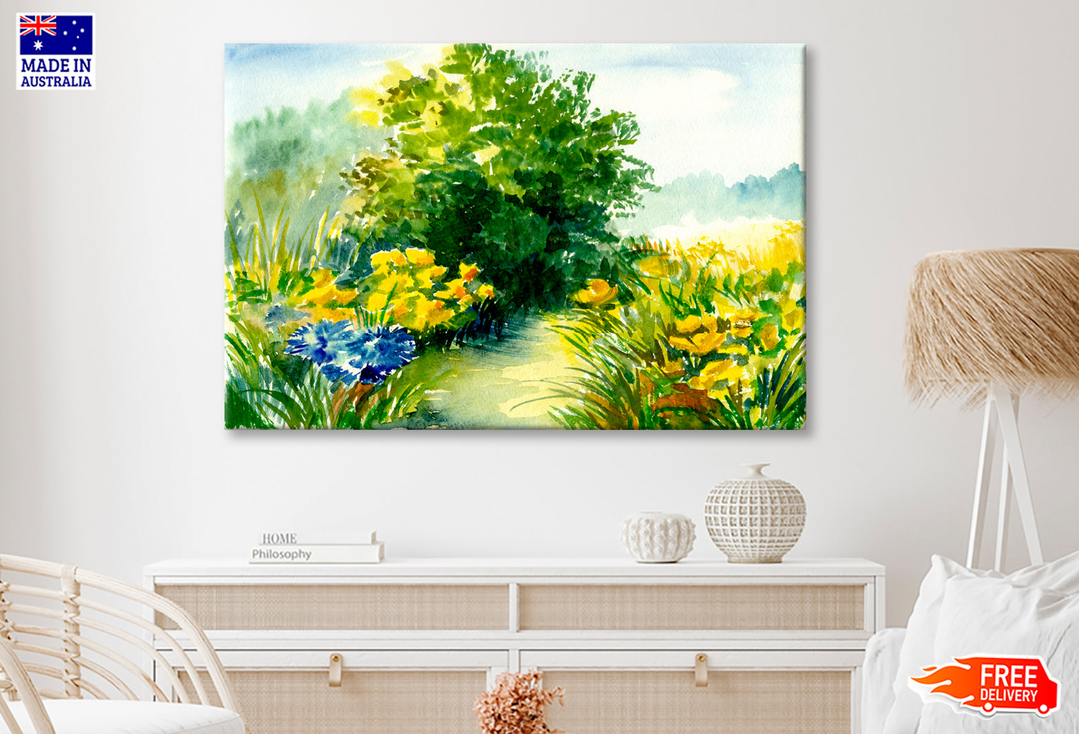 Watercolor Flower Garden Landscape Oil Painting Wall Art Limited Edition High Quality Print