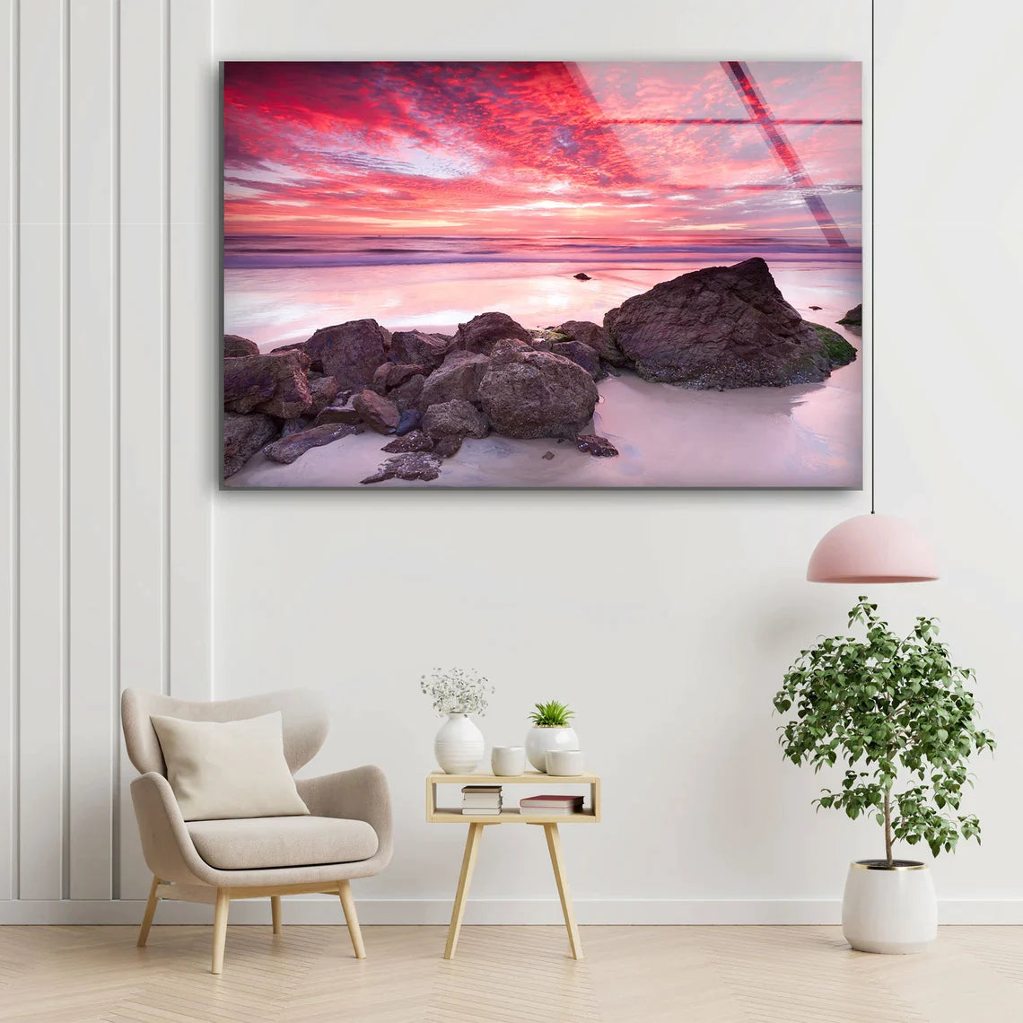 Beach with Rocks Sunset UV Direct Aluminum Print Australian Made Quality