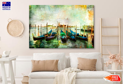 Gondolas - Beautiful Venetian Pictures - Oil Painting Style Wall Art Decor 100% Australian Made - Bella Home Decor