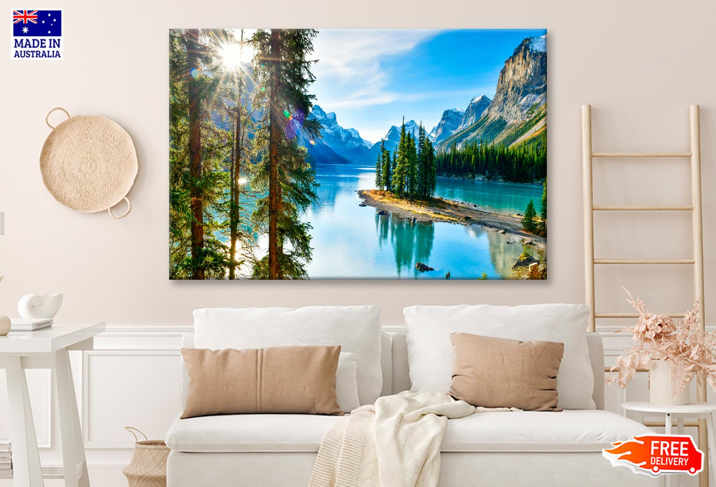 Mountain With Forest & River Wall Art Decor 100% Australian Made