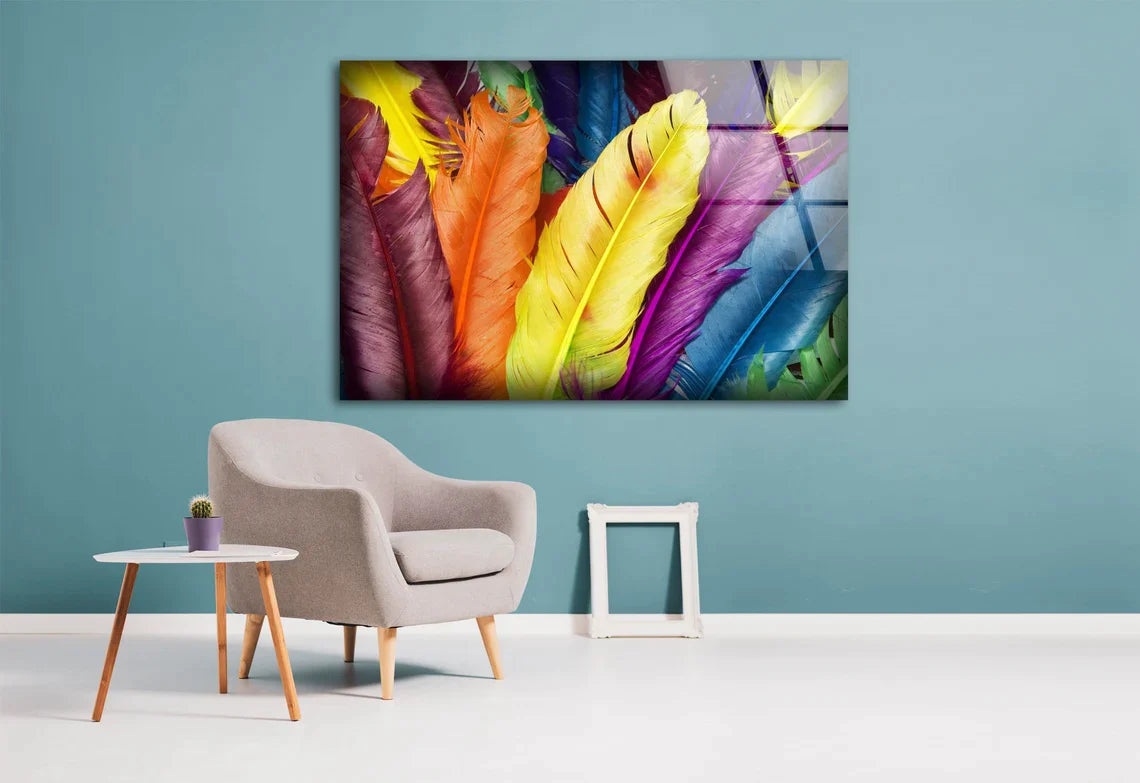 Multicolored Feathers UV Direct Aluminum Print Australian Made Quality