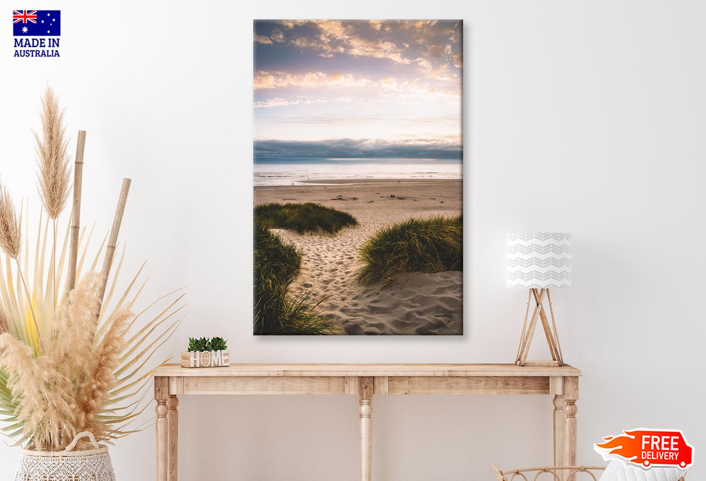 Sandy Trail Leads to The Beach Under Sunset on The Oregon Coas Wall Art Decor 100% Australian Made