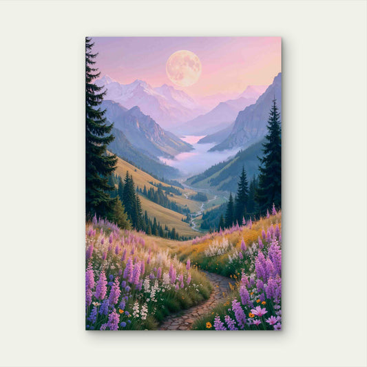 Alpine Swiss Mountain Valley 60x90cm Metal Print Ready to Hang