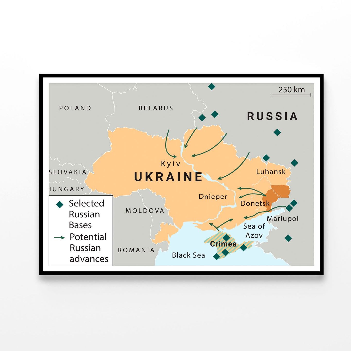 Russia, Ukraine & The Middle East Map Home Decor Premium Quality Poster Print Choose Your Sizes