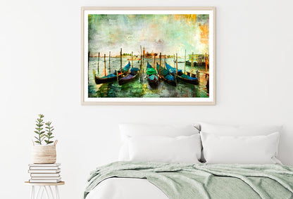 Gondolas - Beautiful Venetian Pictures - Oil Painting Style Home Decor Premium Quality Poster Print Choose Your Sizes