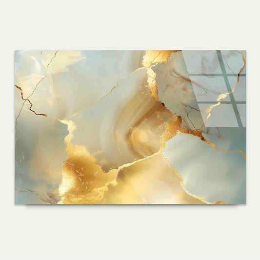 Abstract Emerald Gold Tempered Glass Printing Wall Art Australian Made Quality
