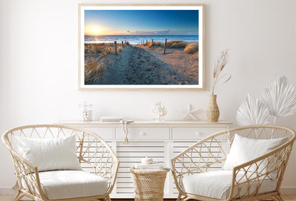 Path On Sand to Ocean Beach at Sunset, Netherlands Home Decor Premium Quality Poster Print Choose Your Sizes - Bella Home Decor