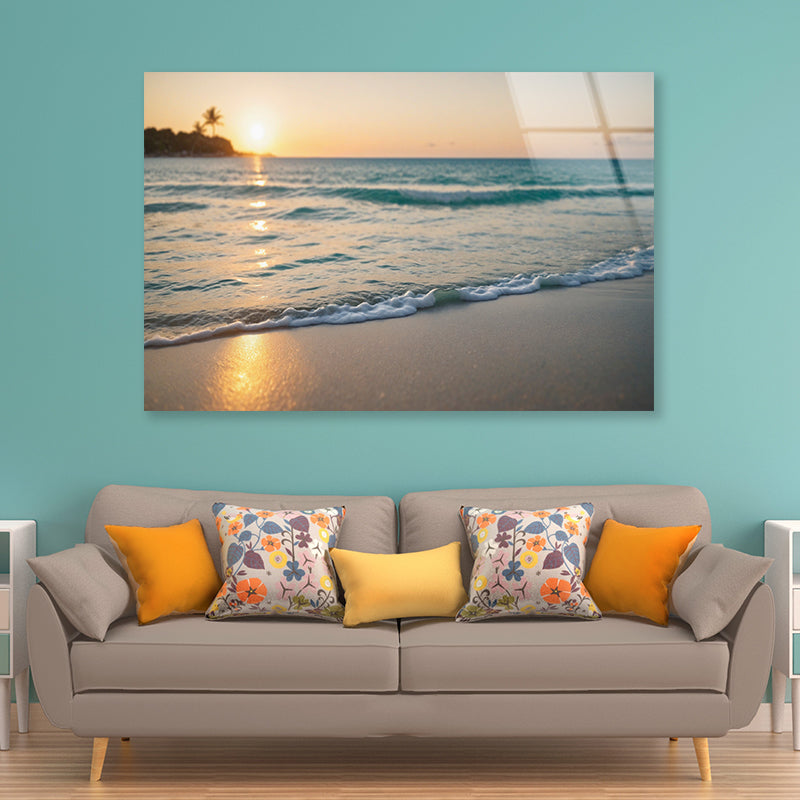 Blurred Tropical Beach View Acrylic Glass Print Tempered Glass Wall Art 100% Made in Australia Ready to Hang - Bella Home Decor