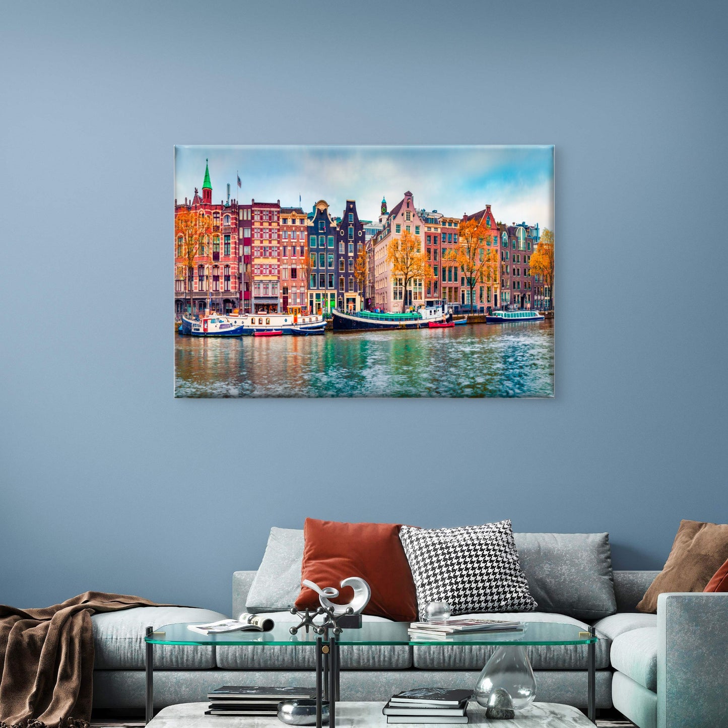 Amsterdam Canal Houses Boats Holland Wall Art Decor 100% Australian Made