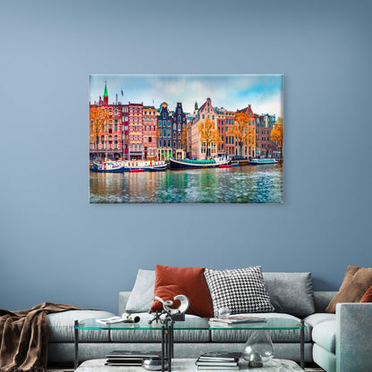 Amsterdam Canal Houses Boats Holland Wall Art Decor 100% Australian Made