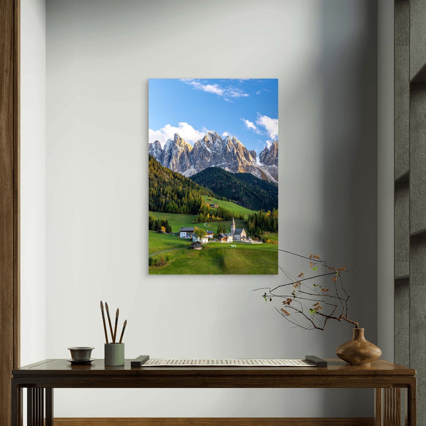 Dolomites Alps Italy Village 60x90cm Metal Print Ready to Hang - Bella Home Decor