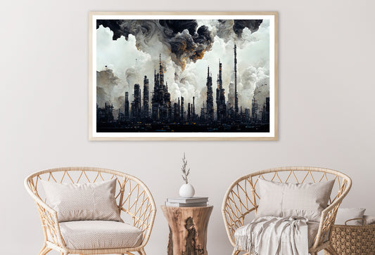 Tall Buildings and Smoke Visible View Home Decor Premium Quality Poster Print Choose Your Sizes