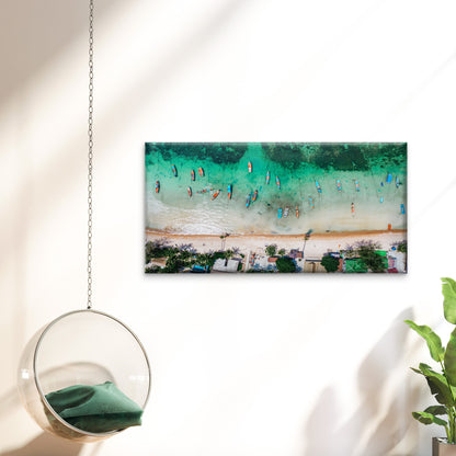 Long Tail Boats Sea Koh Tao Island Thailand Wall Art Canvas Office Home Room Framed 120x60cm
