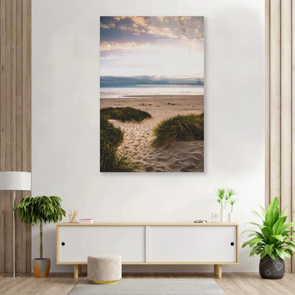 Sandy Trail Leads to The Beach Under Sunset on The Oregon Coas Portrait Photograph Acrylic Glass Print Tempered Glass Wall Art 100% Made in Australia Ready to Hang - Bella Home Decor
