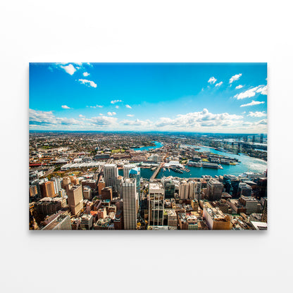 Aerial View of Darling Harbour Sydney Wall Art Decor 100% Australian Made