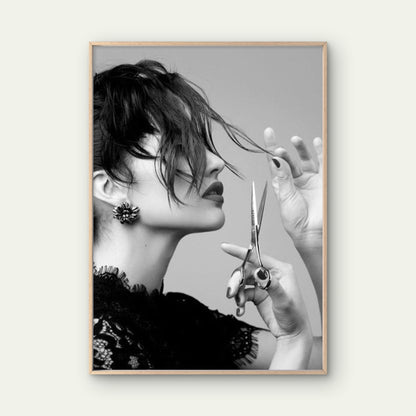 Black and White Hairstyle Cutting Fashion Home Decor Premium Quality Poster Print Choose Your Sizes - Bella Home Decor