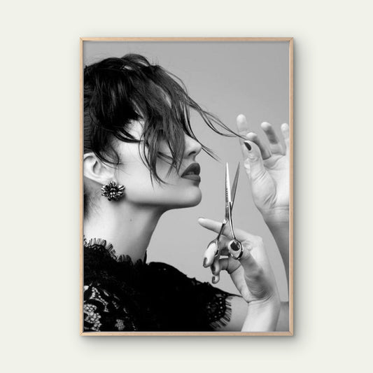 Black and White Hairstyle Cutting Fashion Home Decor Premium Quality Poster Print Choose Your Sizes - Bella Home Decor